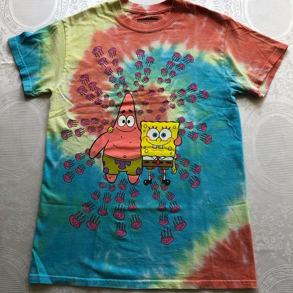 Nickelodeon Spongebob Square Pants Vintage Tie-Dye T-Shirt Women’s Size XS Tee - Picture 13 of 16